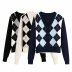 summer British style retro rhombus women s knitted sweater NSAM5226