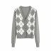 summer British style retro rhombus women s knitted sweater NSAM5226