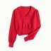 Wholesale Summer Retro Doll Lapel Puff Sleeve Women s Knit Short Cardigan Top NSAM5371