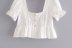 summer French embroidery ruffled puff sleeve square neck short blouse  NSAM5398