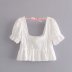summer French embroidery ruffled puff sleeve square neck short blouse  NSAM5398