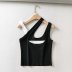 wholesale autumn new irregular and thin contrast color fake two-piece halter vest NSAM5488