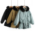 wholesale fur collar drawstring mid-length tooling plus velvet thick cotton coat NSAM5494