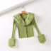 autumn retro detachable fur collar knitted pit stripe thread rabbit fur sweater cardigan NSAM5543