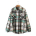 autumn new retro loose casual plaid long-sleeved shirt jacket NSAM5700