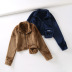 Autumn Bear Tsai Short Tooling Zipper Pocket Double Sided Plush Jacket NSAM5703