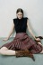 autumn faux leather pleated skirt NSAM5728