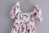  retro slim puff sleeve rose print mini dress  NSAM5738