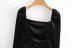 autumn velvet square neck drawstring women s short shirt  NSAM5749
