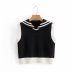 autumn retro navy collar knitted vest  NSAM5756