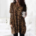 women s leopard print long-sleeved casual loose T-shirt NSKX5779