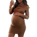 New maternity solid color one-shoulder dress  NSKX5782