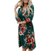 autumn new printing long-sleeved V-neck long-sleeved pocket dress NSKX5785