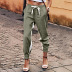 solid color stitching elastic lace-up trousers NSKX5789