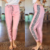  leopard stitching lace-up casual pants  NSKX5799