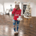 Christmas long-sleeved women s autumn new European version of casual round neck printed T-shirt  NSKX5801