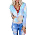 autumn hot style women s tie-dye printing V-neck long-sleeved pocket hooded sweater NSKX5823