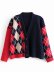  loose single-breasted color matching V-neck knitted jacket  NSAM5837
