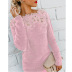 solid color stitching lace long sleeve sweater NSKX5890