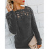 solid color stitching lace long sleeve sweater NSKX5890