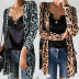 women s fall/winter new hot leopard print cardigan mid-length jacket NSKX5893