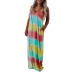 women s fashion print hit color suspender long skirt  NSKX5954