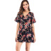 spring and summer new print sexy V-neck lace ruffled dress NSYD6004