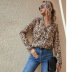autumn and winter temperament collar long sleeve leopard print shirt NSYD6011