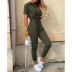 Casual Lapel Printed Belt Tooling Overalls NSKX6063
