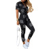 Casual Lapel Printed Belt Tooling Overalls NSKX6063