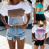 summer new hot style women s loose round neck short sleeve printed T-shirt NSKX6065