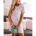 summer new women s hot style casual tie-dye printing long T-shirt top NSKX6067