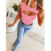 summer new hot style women s solid color sexy round neck T-shirt top NSKX6068