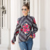 autumn new loose stand-up collar printed long-sleeved shirt  NSKX6072
