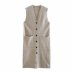 Wholesale autumn and winter core-spun yarn solid color mid-length button vest NSAM6134