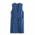 Wholesale autumn and winter core-spun yarn solid color mid-length button vest NSAM6134