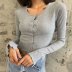wholesale autumn split long sleeve women s slim T-shirt top NSAM6150