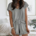summer women s new home service two-piece Amazon V-neck solid color casual suit NSKX6235