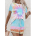 hot style women s home wear two-piece suit tie-dye printed short-sleeved pajamas NSKX6237