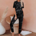 New hot style new women s short-sleeved gradient color printing tie-dye pajamas  NSKX6239