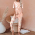 Pijamas de manga corta con efecto tie-dye con estampado de color degradado de nuevas mujeres calientes NSKX6239