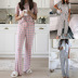nuevos modelos calientes de las mujeres impresas pijamas de dos piezas traje servicio a domicilio NSKX6243