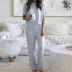 nuevos modelos calientes de las mujeres impresas pijamas de dos piezas traje servicio a domicilio NSKX6243
