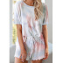 hot models women s printed short-sleeved two-piece pajamas tie-dye home service NSKX6245