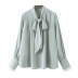 Wholesale Autumn Lace Sleeve Bow Tie Women s Chiffon Shirt Top NSAM6248