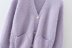 women s new purple double pocket V-neck single-breasted cardigan  NSAM6318