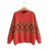 women s retro art jacquard loose sweater  NSAM6322