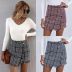 Hot Sale Autumn Stitching Checkered Bag Hip Skirt Waist Thin Skirt  NSAL1895