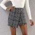 Hot Sale Autumn Stitching Checkered Bag Hip Skirt Waist Thin Skirt  NSAL1895