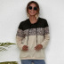 autumn and winter simple stitching leopard print hooded sweater slim long-sleeved top NSAL1896
